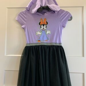 Disney Girls Minnie Mouse Halloween Hooded Tulle Dress Small (6x)